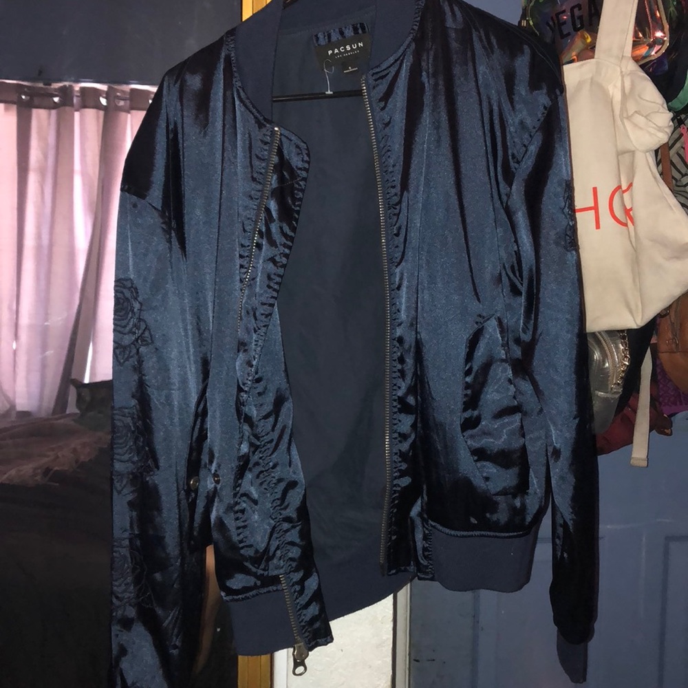Silk dark blue bomber jacket from pacsun (boys)